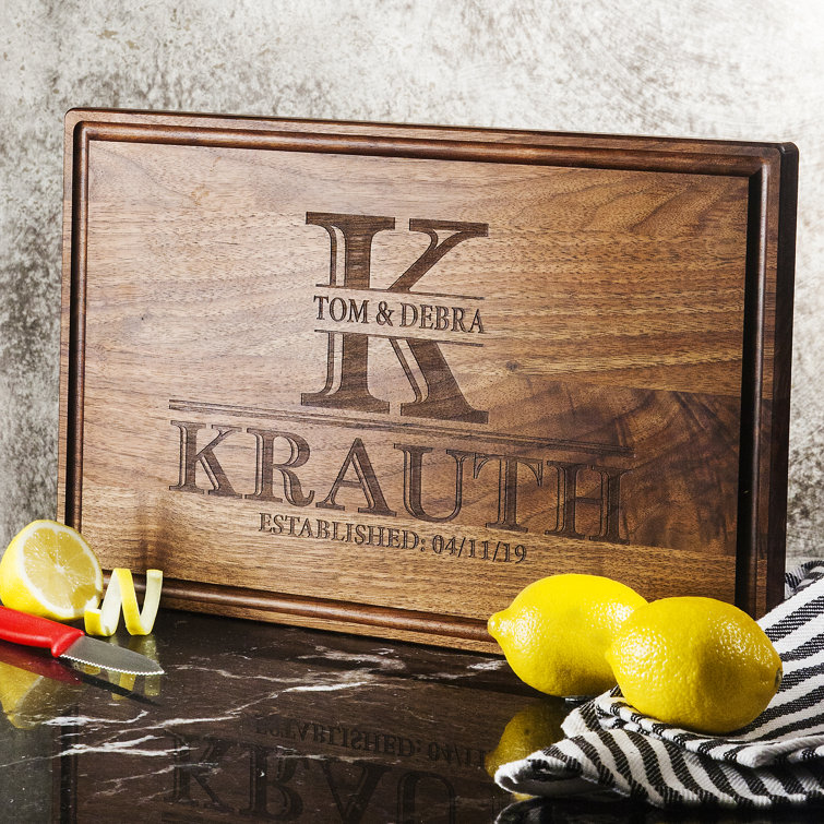 Personalized Monogram Cutting Board With First Last Names Date Custom Cutting Boards For Couples Wedding Anniversary Housewarming Gift Engraved